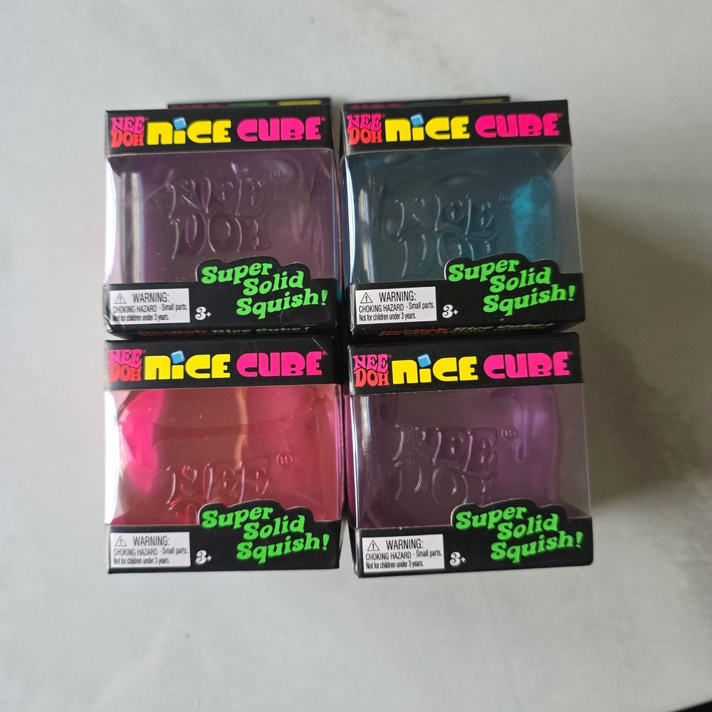 Schylling NeeDoh Nice Cube Fidget Toy 4pk Multi Color Solid Squish Sensory Toy